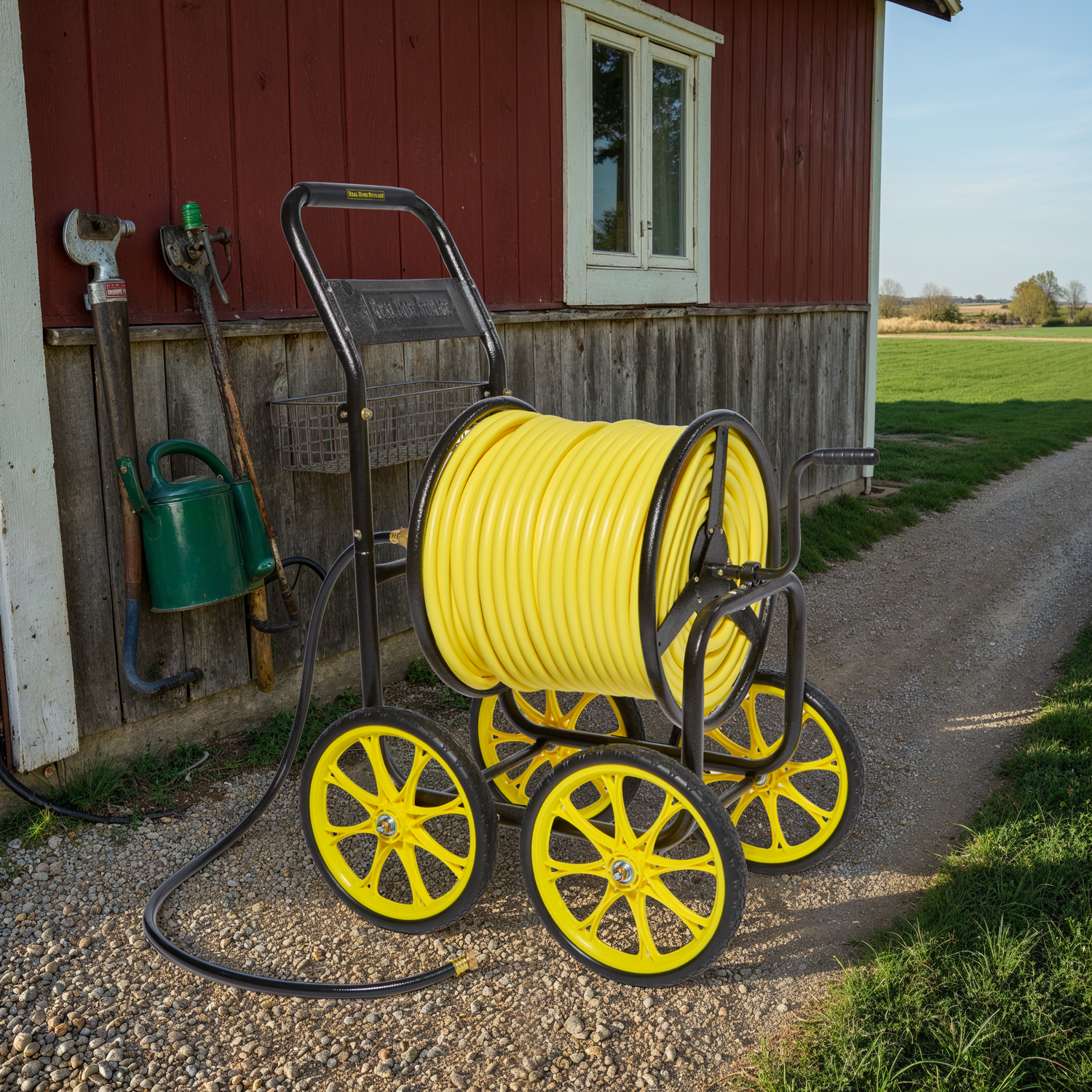4 wheel commercial duty hose reel cart