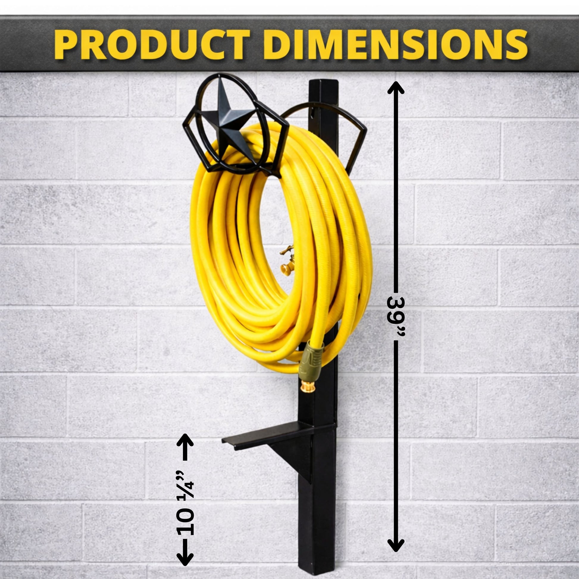 decorative steel garden hose hanger with post and water faucet