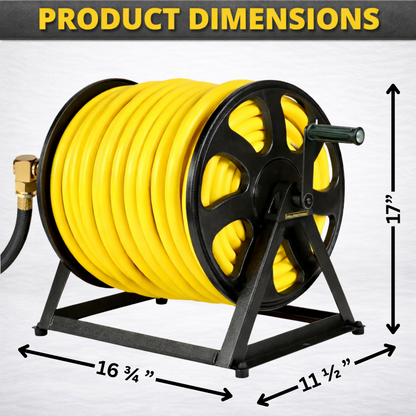 Durable hose reel mount for floor or wall installation with 200 ft garden hose capacity