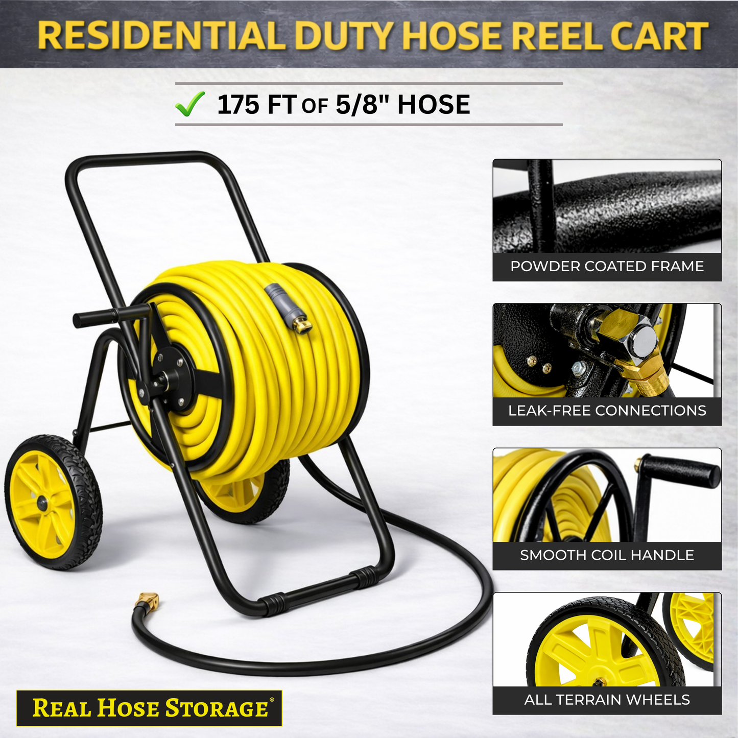 175ft metal hose reel cart for residential gardening use