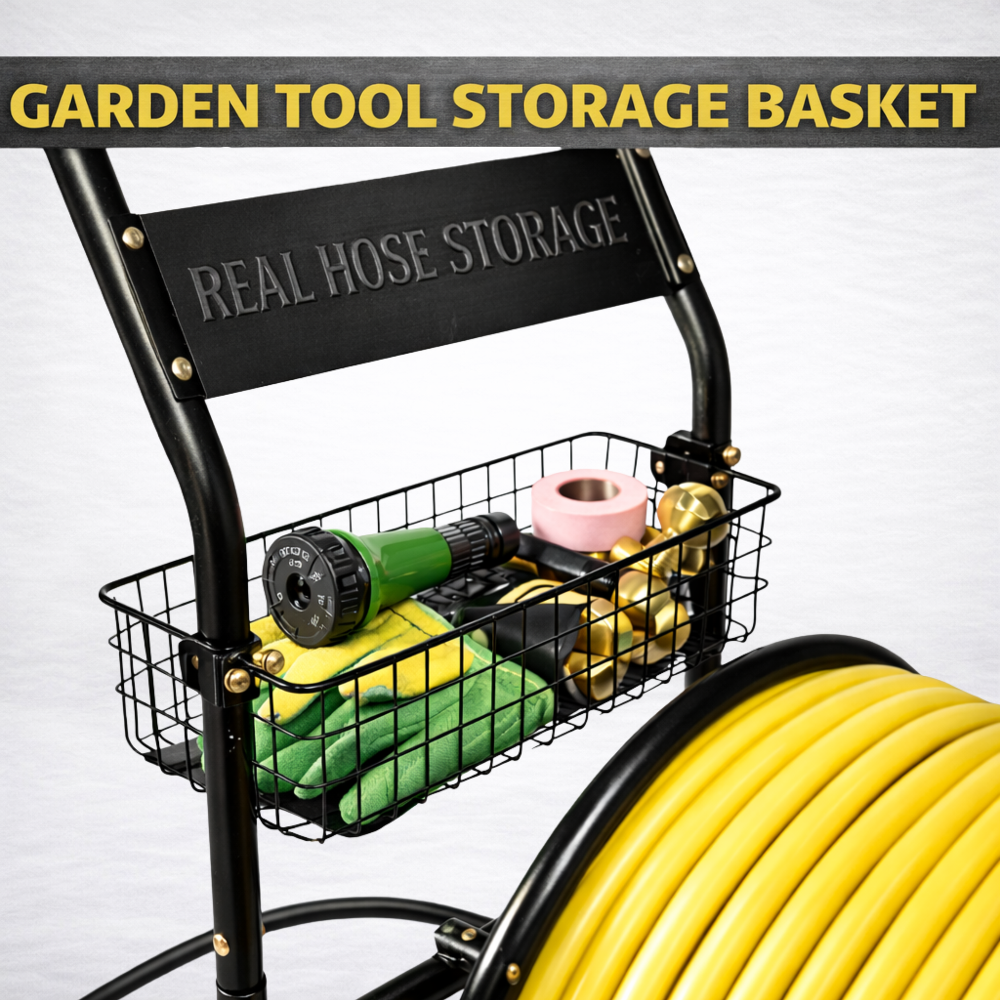 Heavy-duty rolling hose reel cart designed for industrial and commercial watering applications