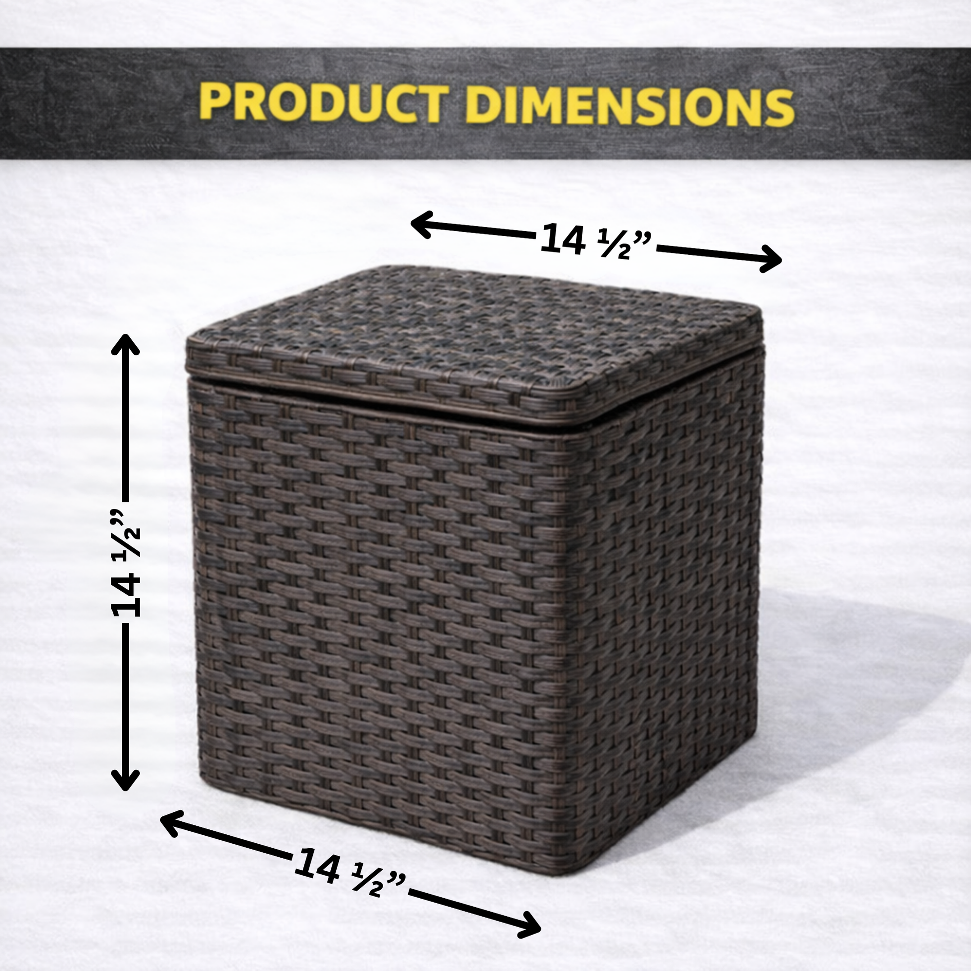 Hose storage cubby box holding lightweight garden hose with up to 200 ft capacity