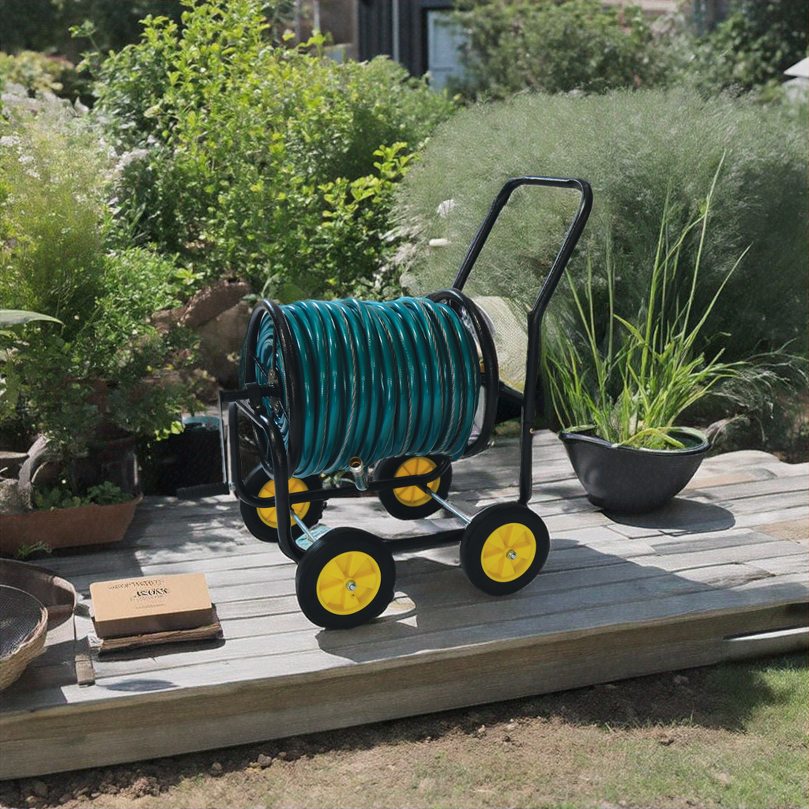 4-Wheel Residential Hose Reel Cart - 250ft Hose Capacity