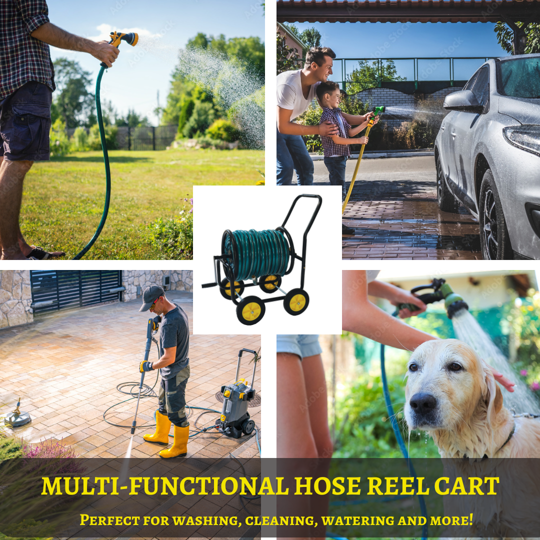 4-Wheel Residential Hose Reel Cart - 250ft Hose Capacity